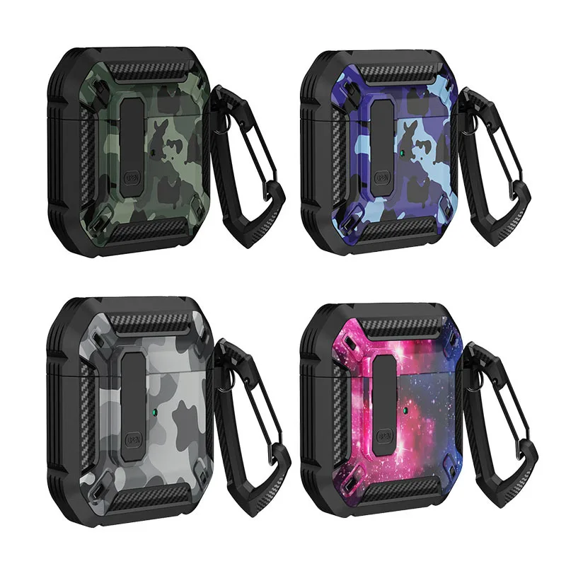 

Secure Lock Cover For AirPods1/2/3 Case Hard Shell Cases For AirPods pro/pro2 Headphone Coque With Hook