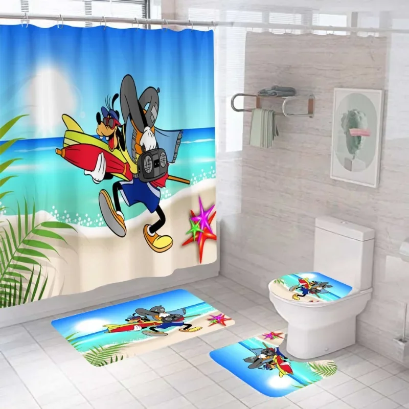 Disney Kawaii Mickey Minnie Cartoon Anime Shower Curtain Digital Printing Waterproof and Mildew Resistant Bathroom Supplies Gift