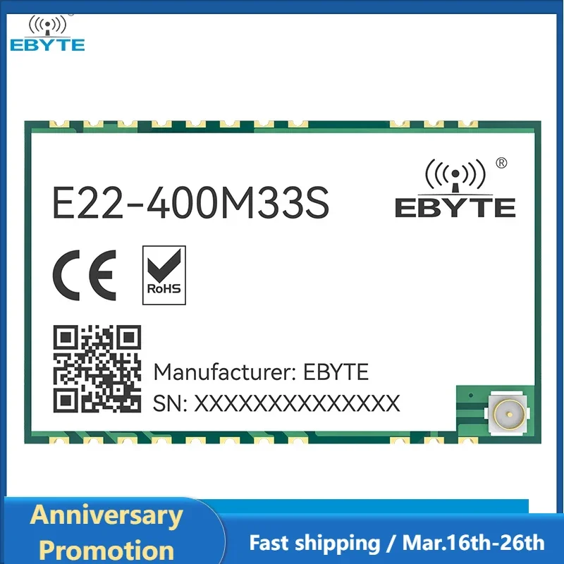 SX1268 RF Transceiver Module LoRa Spread Spectrum 433/470MHz EBYTE E22-400M33S 2W SPI SMD Long Range 16KM High-Precision TCXO