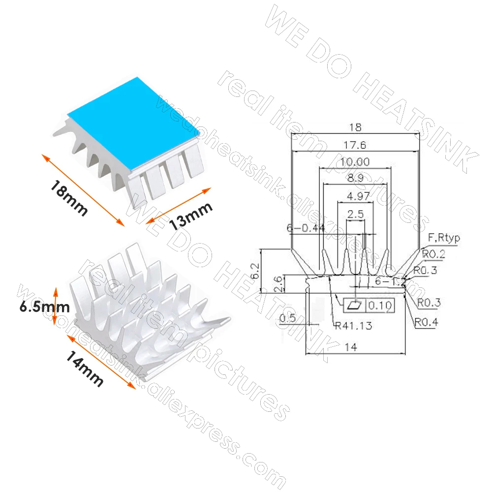 Robimy radiator 100 sztuk 13x14x6.5mm srebrny aluminium komputer karta VGA Xbox360 DDR pamięci RAM radiator chłodzący z podkładka termiczna