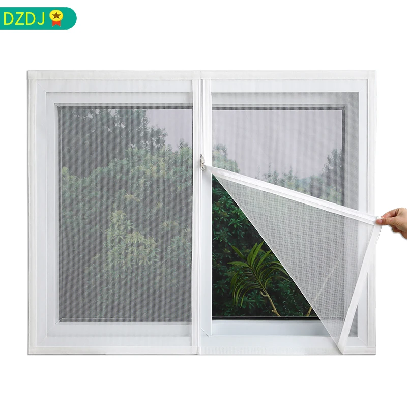 White, Customized Size, Window Mesh with Zipper Self-Adhesive Zipper, Mosquito Nets for Windows Anti-Mosquito Window Door Curtai