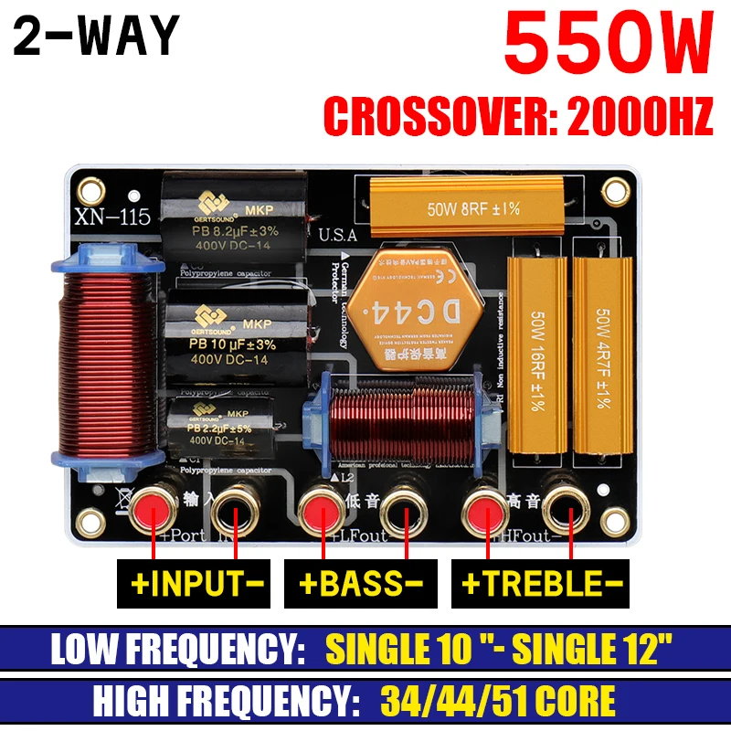 550W Hochleistungs-2-Kanal-Crossover-Teiler. 2000Hz Frequenz teilung spunkt. Niederfrequenz lautsprecher 10 \