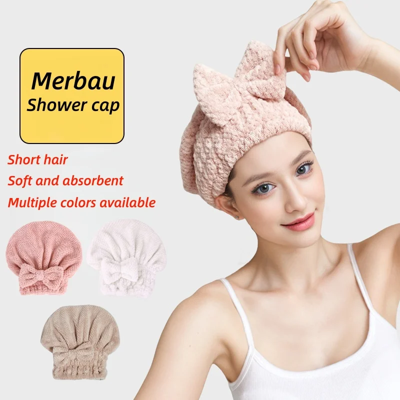 Bowknot Drying Cap, Women's Absorbent Quick-Dry Thick Coral Fleece Pineapple Pattern Home Bath Hair Towel