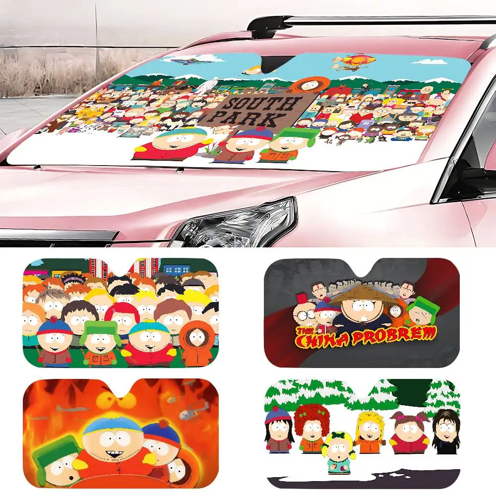 

Cartoon S-South P-Park Car Solar Protection Heated Windshield Sunshade Car Window Windscreen Cover Sun Shade Auto Sun Visor
