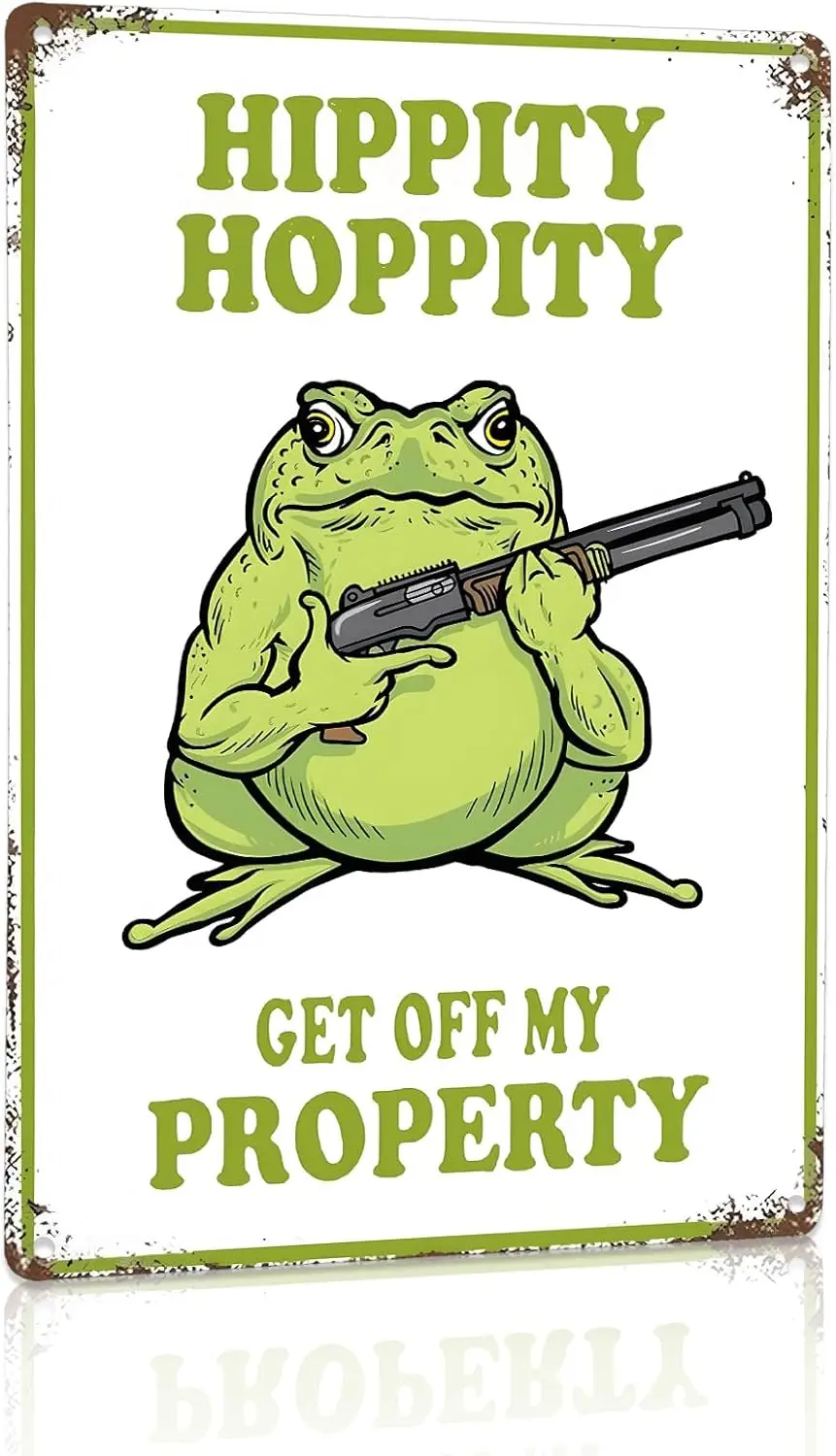 لوحة علامة معدنية من القصدير لديكور مضحك من Jumkook، علامة Hippity Hoppity Get Off My Property العتيقة لغرفة النوم وغرفة المطبخ والحمام