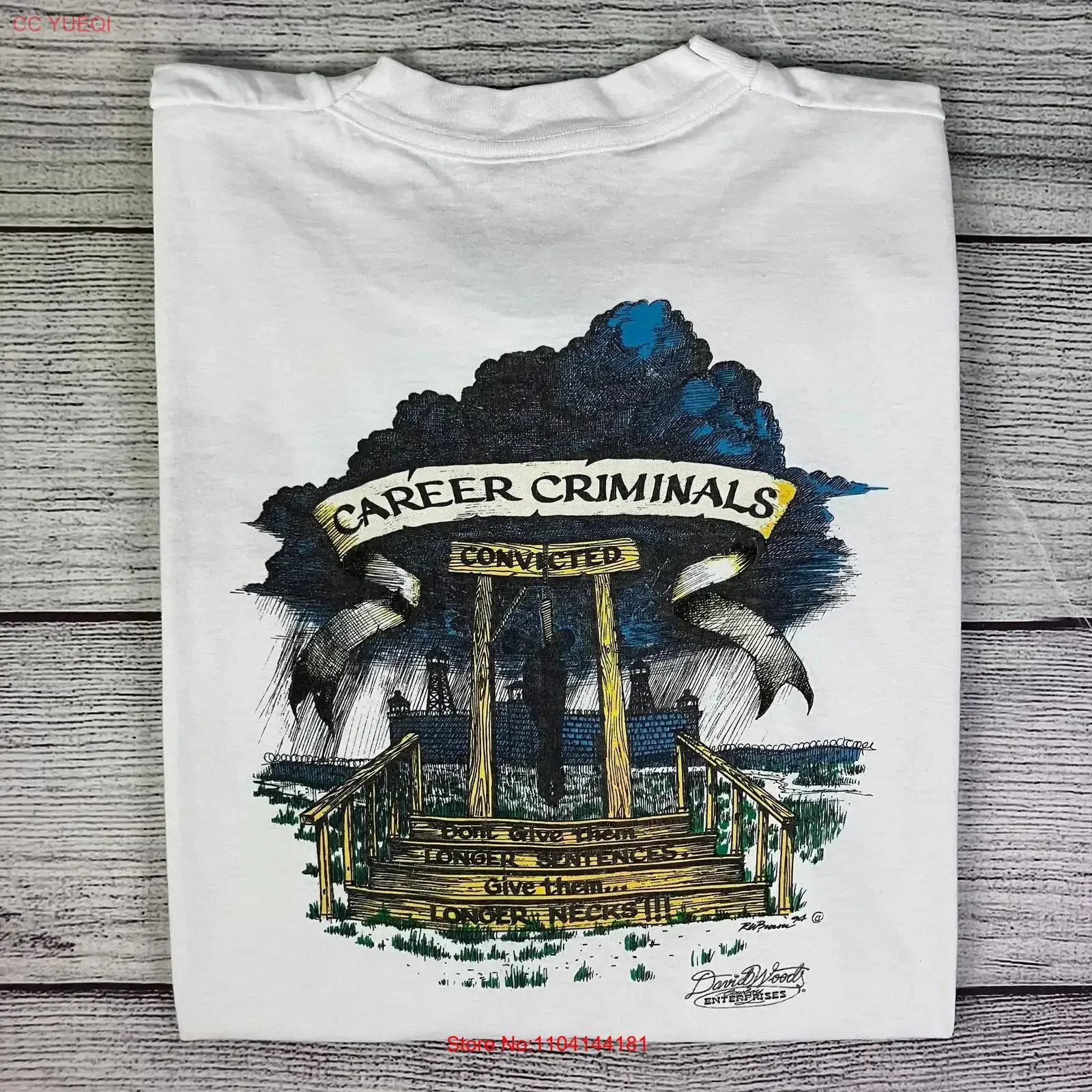 Vintage 1994 Citizens For The Death Penalty Career Criminals T shirt size XL long or short sleeves vintage Washed homme