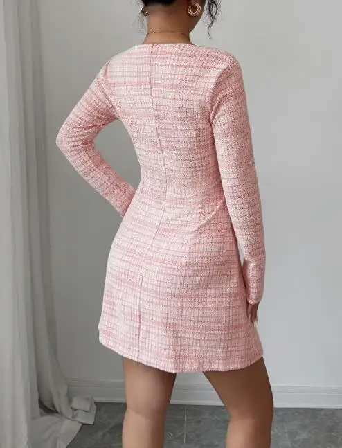 

Women Pink Dresses Temperament Female Daily Clothing Simple & Fashion Long Sleeve Elegant Dress Women's In Autumn 2025
