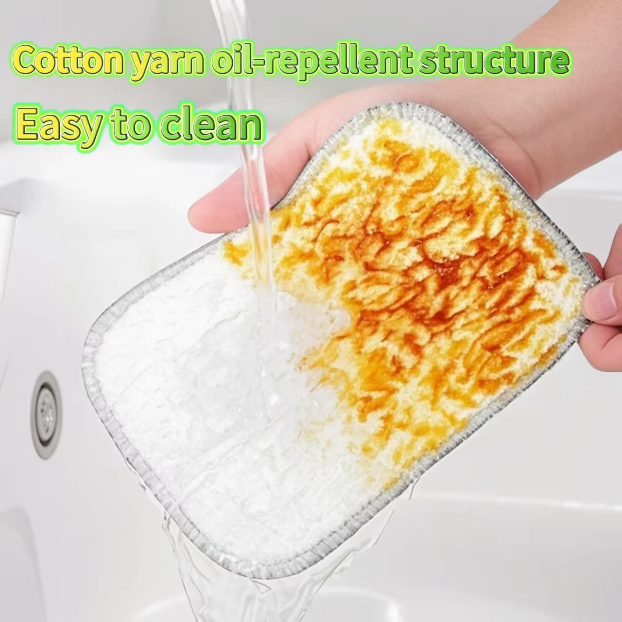 الجيل الجديد من قماش تنظيف المطبخ على الوجهين من خيط القطن والحرير الفضي قماش تنظيف وسادة تنظيف الأطباق #5