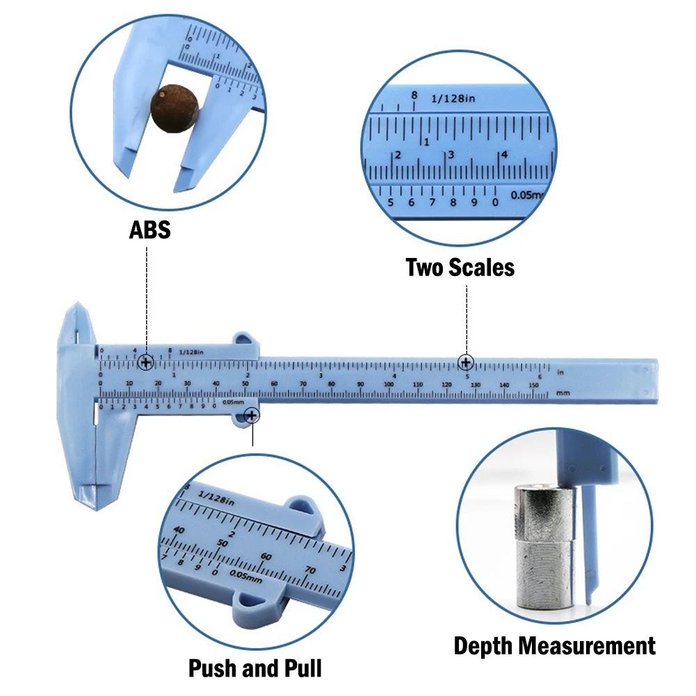 150mm noniusz zaciski podwójna skala z tworzywa sztucznego głębokość pomiar wysokości narzędzie precyzyjny pomiar do pomiaru biżuterii