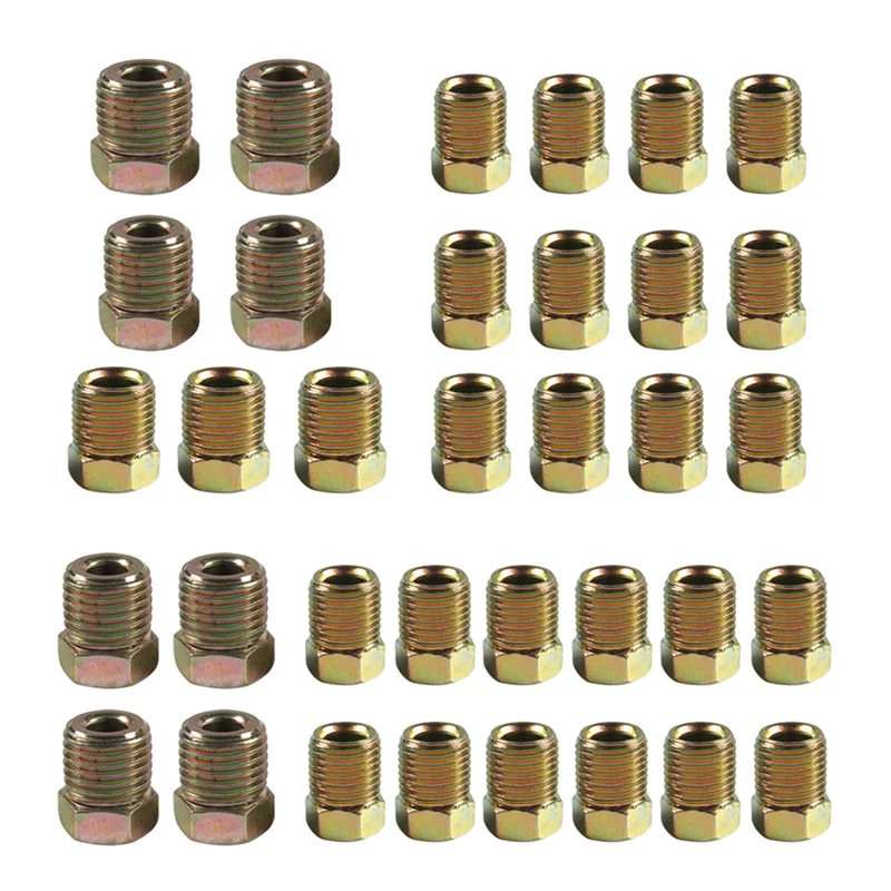 

35 PCS Brake Line Fittings Kit For 3/16 Inch (19 Fittings) And 1/4 Inch (16 Fittings)For Inverted Flares Brake Line Tube-AT80