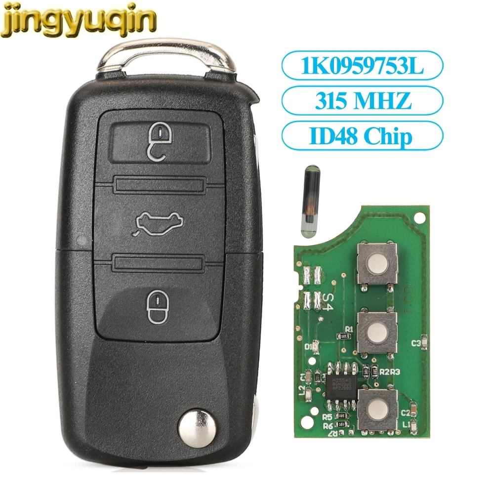 Jingyuqin 3B 1 j0959753dj 1 k095975 3L klucz zdalny 315MHz ID48 dla Volkswagen VW Golf 4 5 6 Jetta Passat Tiguan Polo Beetle Touran