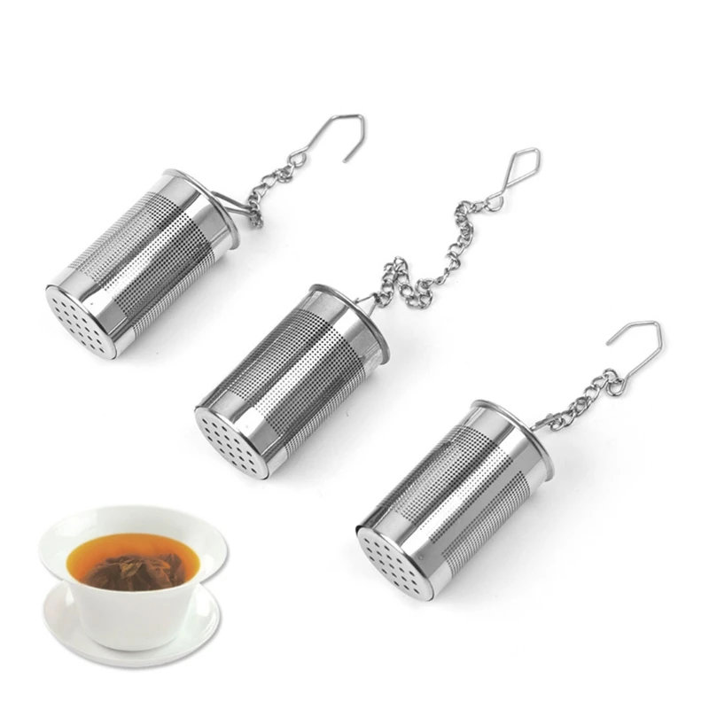 Tea Infuser Strainer Stainless Steel Cylindrical Loose Leaf Spice Filter Tool