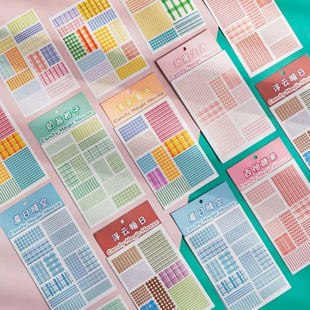 Kawaii Scrapbooking DIY Diary Manual Plaid Stickers Hand Account Sticker Stationery Stickers Album Decor Sticker