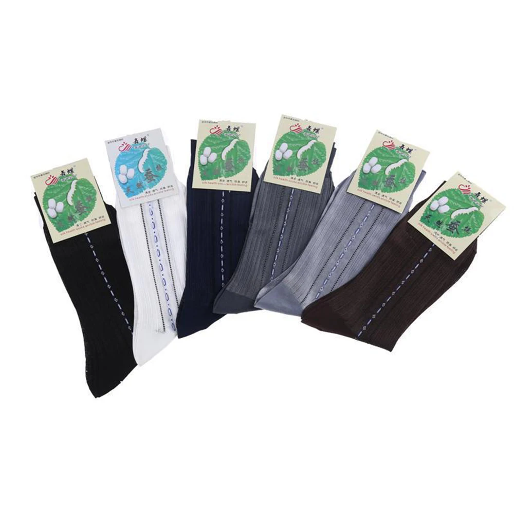 Kniehohe Herrensocken, durchsichtige Seidensocken, gestreift, ultradünn, atmungsaktiv, Business-Casual, formelle Arbeitskleidung, Nylon-Spandex
