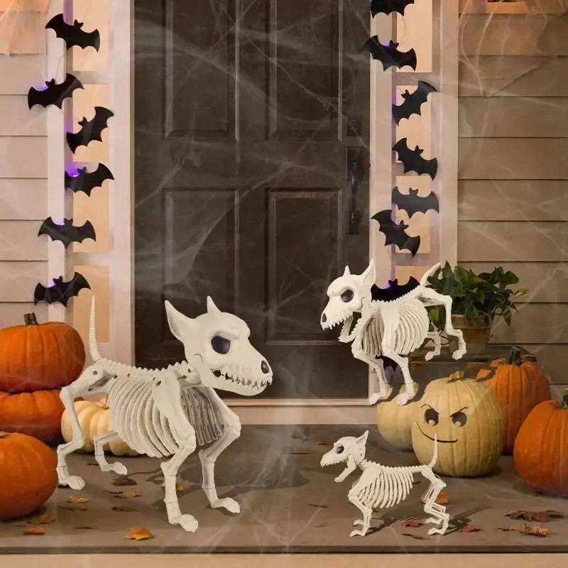 Creative Little Wolf Skeleton Halloween Decoration Animal Bone Prop For Indoor Outdoor Garden Home Party Terrifying Decor