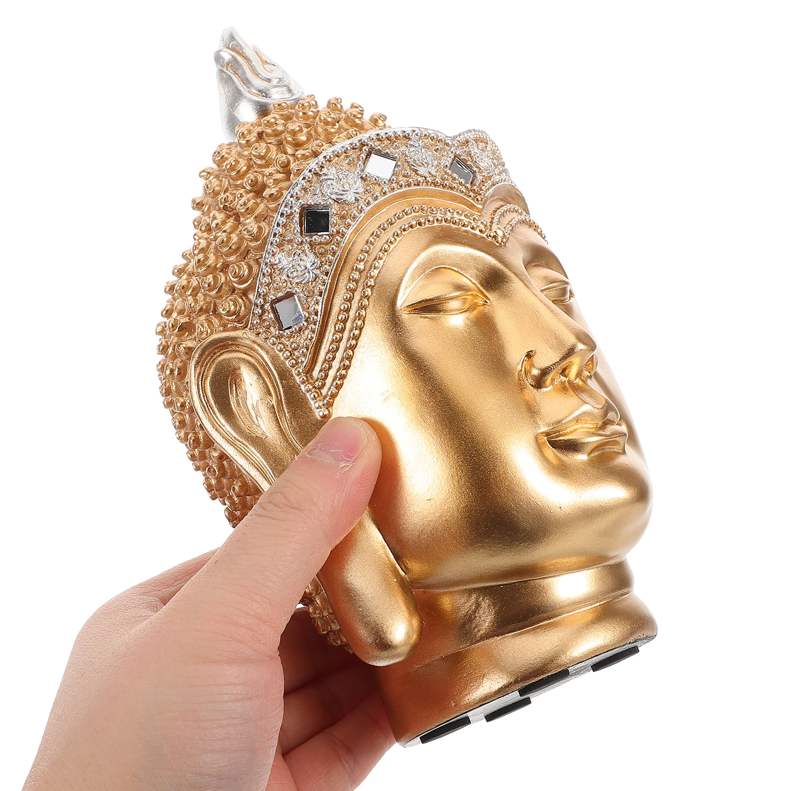 

Buddha Head Statue Figurines Desktop Sculpture Resin Decoration Decorations for Home Ornament