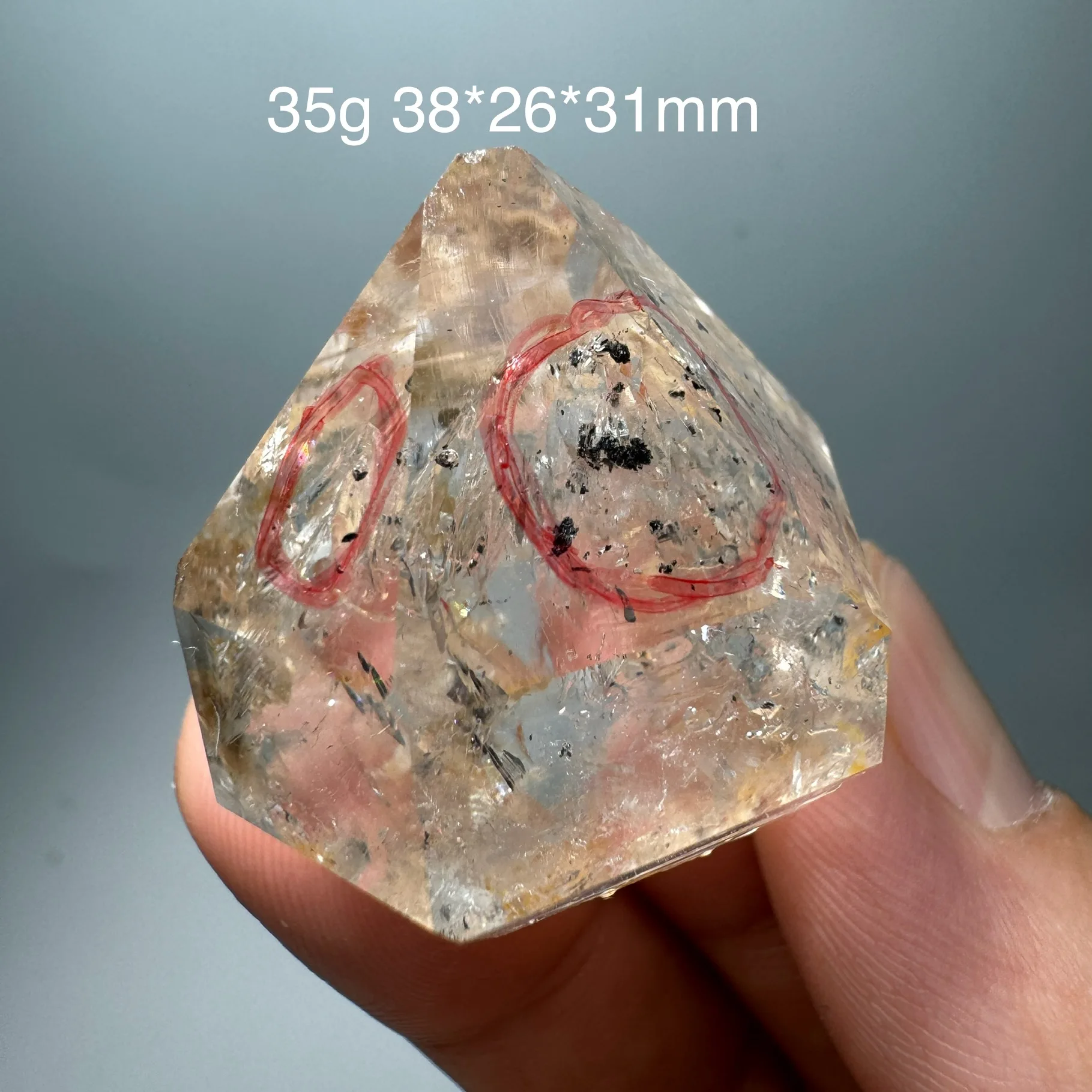 35g Natural ChongQing Herkimer Diamond Clear Quartz Mineral Water Flowing Graphite Bubble Healing Stone video for details