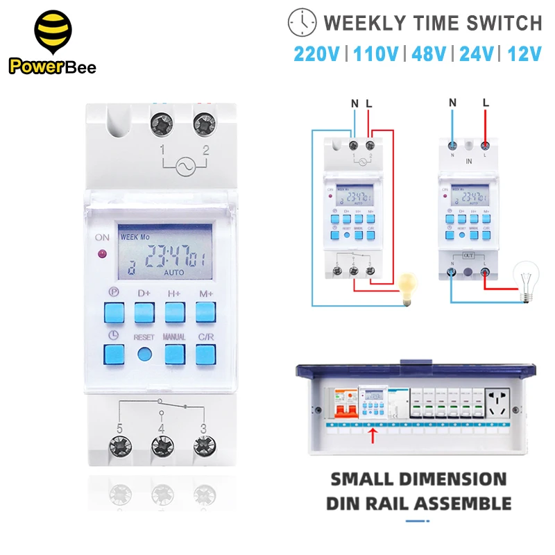 Upgrade Timer Switch 7 Key Design 28On/Off Setting Weekly Programmable Time Control Relay Soft Off Function 220V 110V 24V 12V