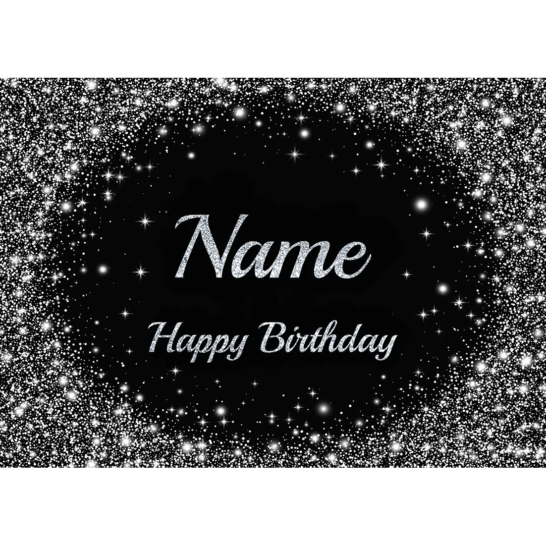 Black Golden Silver Glitters Custom Name Age Photo Backdrop Birthday Banner Background Happy Birthday Decoration Party Supplies