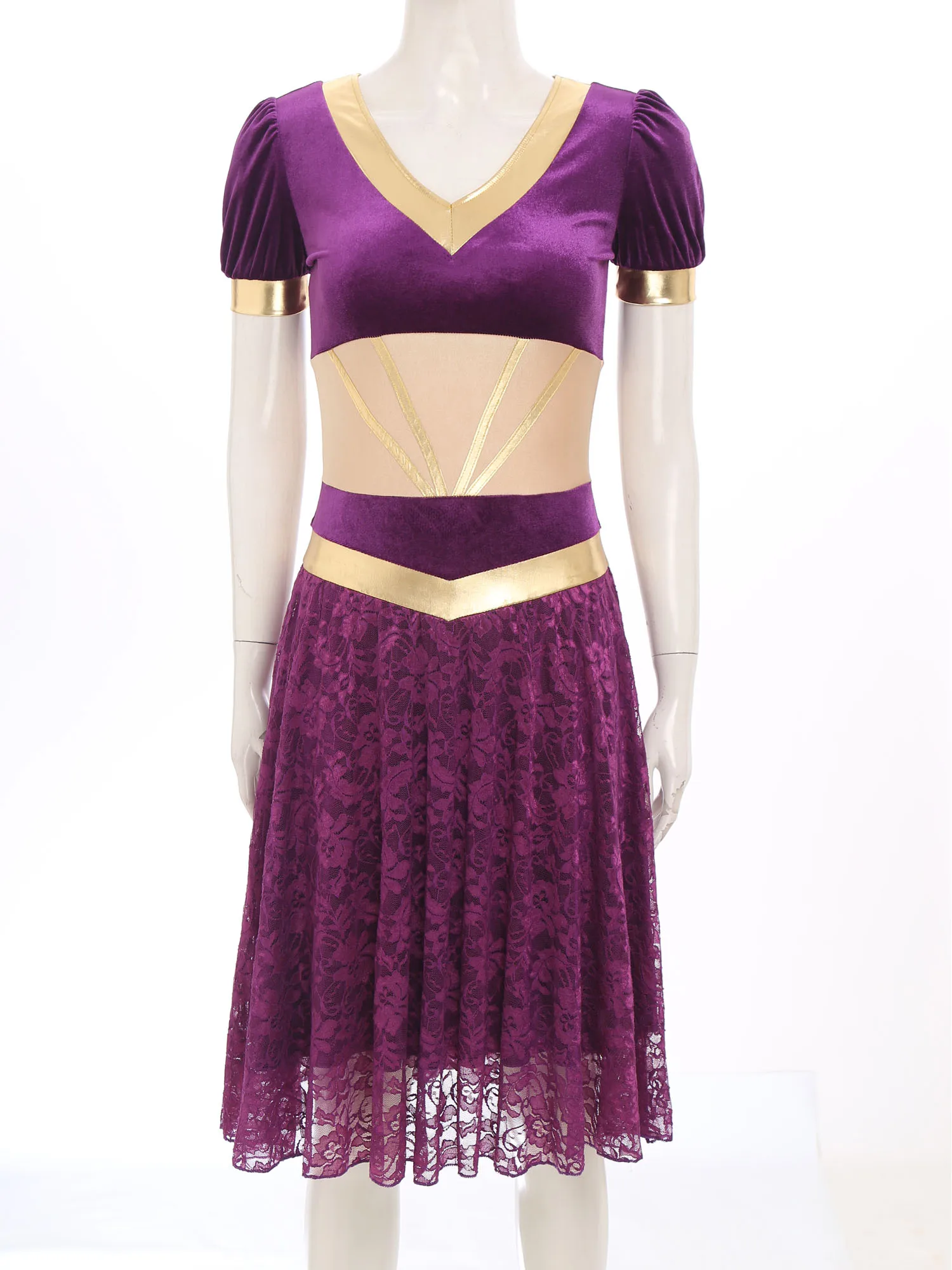 

Women Arabian Princess Lyrical Modern Ballet Dance Performance Dress Metallic Patchwork Classical Modern Stage Dance Costumes