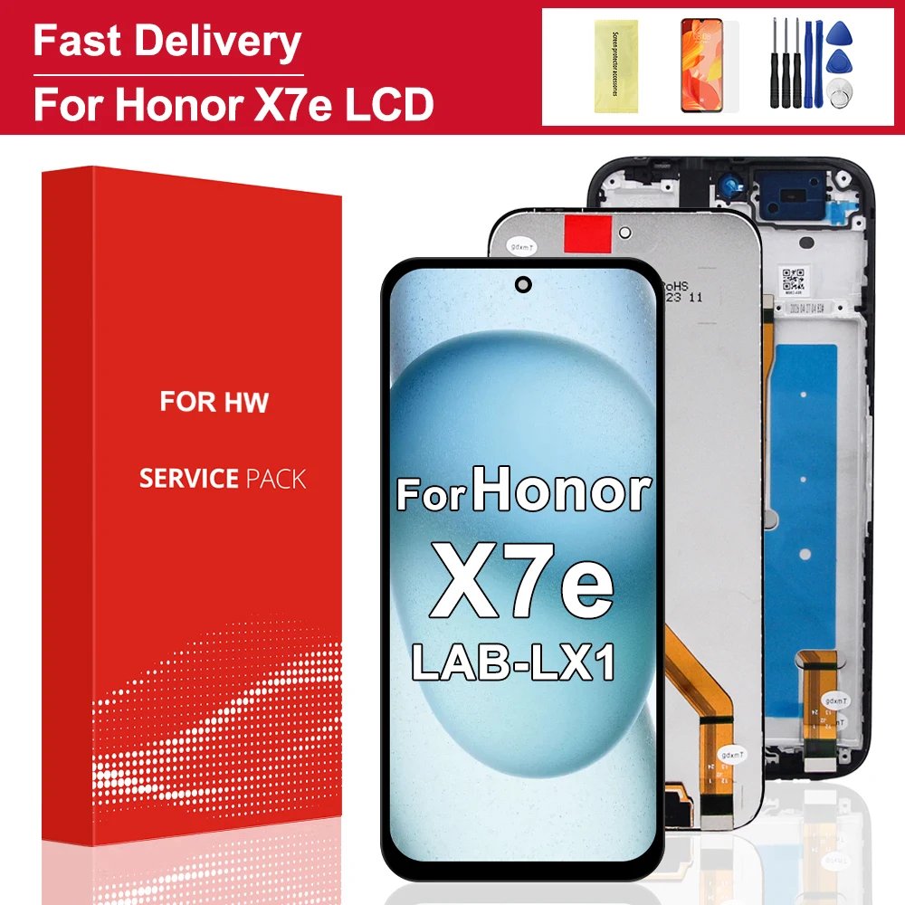 6.61'' LCD Screen with Frame Touch Digitizer Assembly Replacement for Honor X7e LAB-LX1 LAB-LX3 - Display for Cell Phone