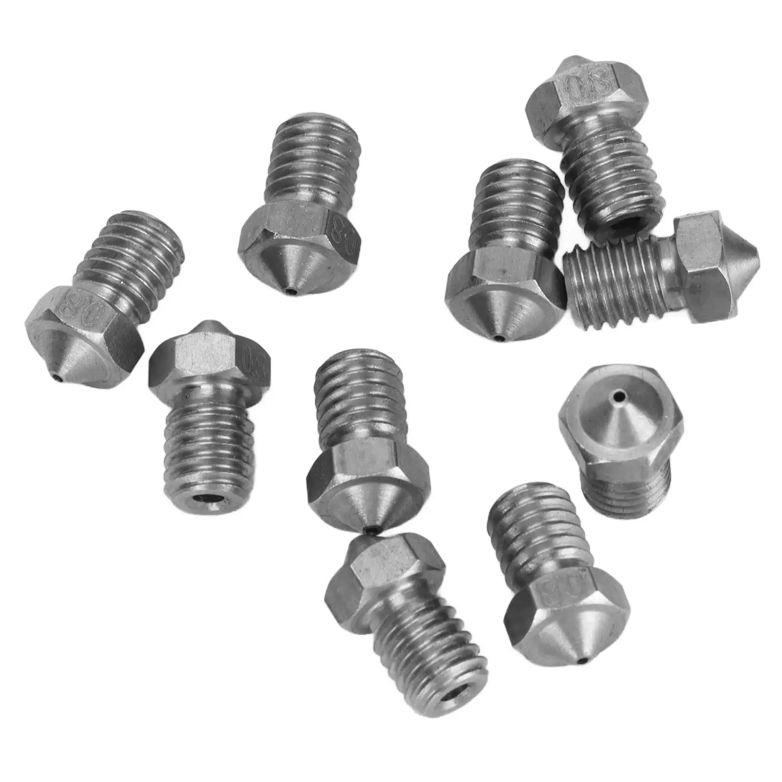 

10 Piece 3D Printer Nozzle 0.2 to 1.0mm Stainless Steel M6 Extruder Head Nozzle Set