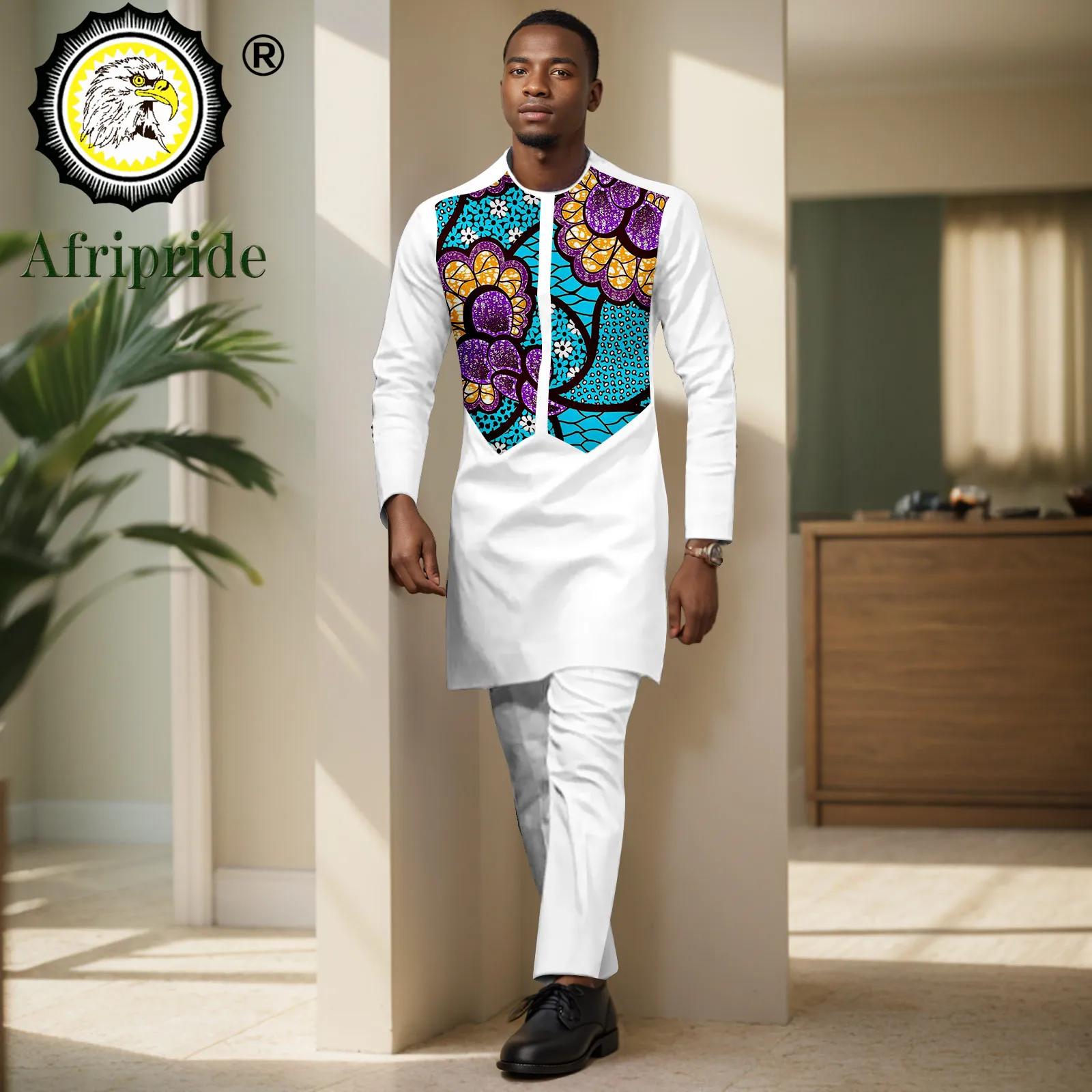 African Suits for Men Print Shirts and Pants 2 Piece Set Bazin Riche Dashiki Outfits Formal Suit for Wedding Evening 2416077