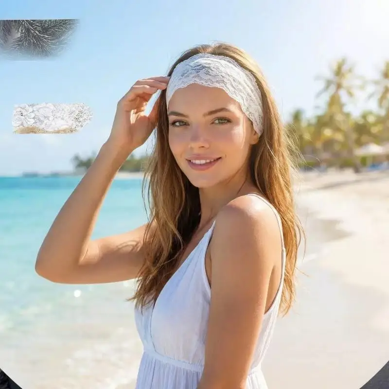 Breites Spitzenblumen-Haarband, weich, dehnbar, in verschiedenen Farben erhältlich, ideal für den täglichen Gebrauch, Yoga, Partys und zum Stylen der Haare. – Detail 22