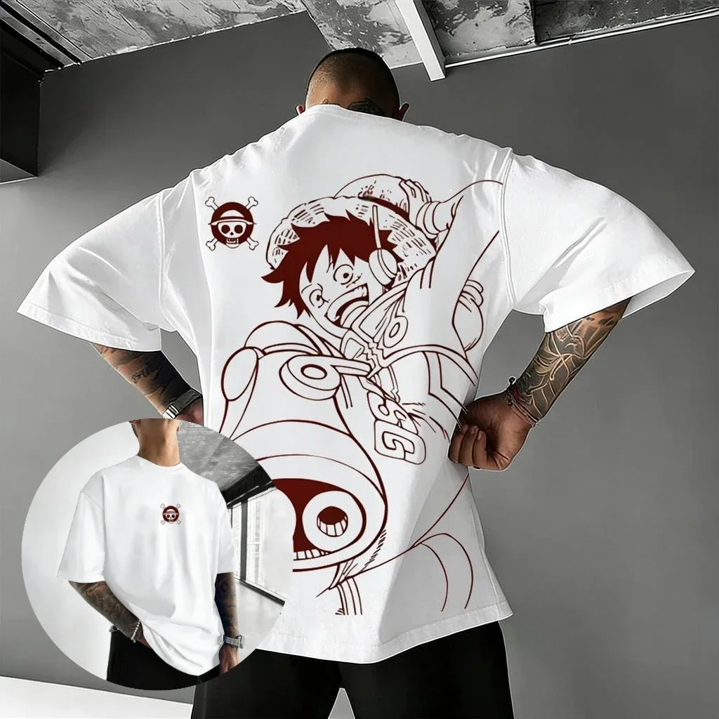 

2026 New Y2k One Piece Luffy Anime T Shirt Men Women Short Sleeve Graphic Tee Streetwear Loose Casual Tops Cosplay Summer New