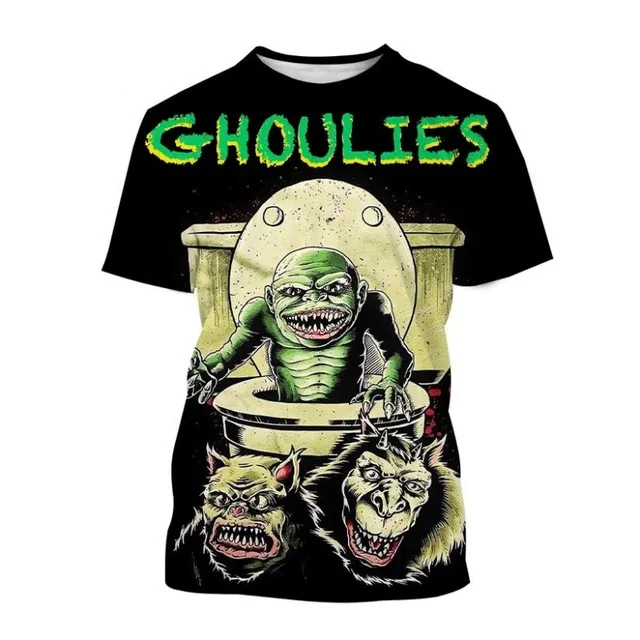 MINISO Boys Girls T-shirt Ghoul Men's T-shirt 3D Printing Oversized Short Sleeve Horror Men's T-shirt Fashion Men's Clothing