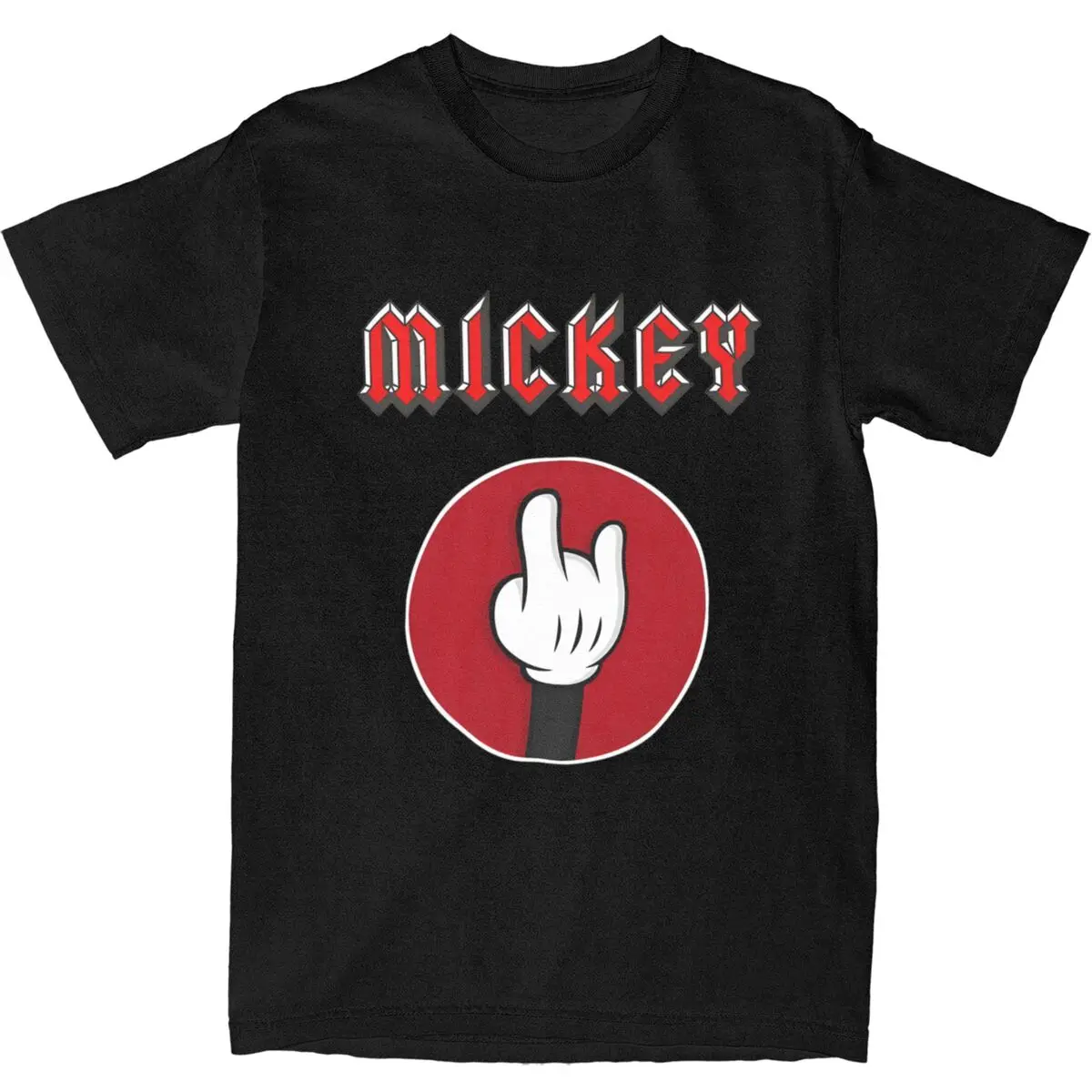 Mickey Rock Design With Matching Minnie Available T-Shirt T Shirts Cotton Leisure Tshirt For Men's Short Sleeve Pattern Top Tees