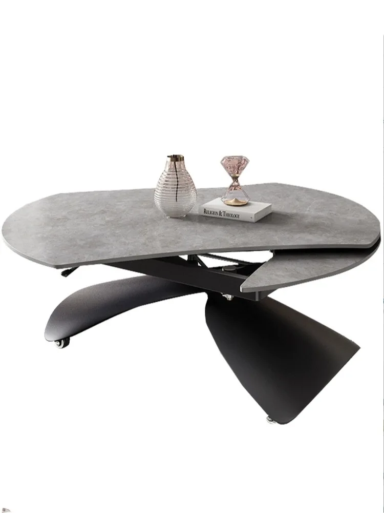 Rock Stone Adjustable Height Functional Center Table Living Room Home Furniture Folding Rectangle Rotating Round Table