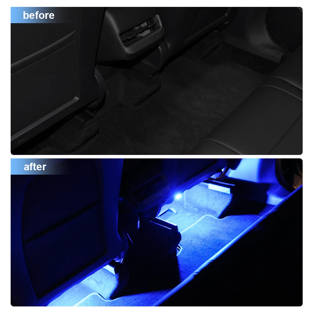 Car Led Foot Ambient Lights USB Interior Atmosphere Light Home Party Decorative Bulb Auto Neon Lighting One with Four Night Lamp