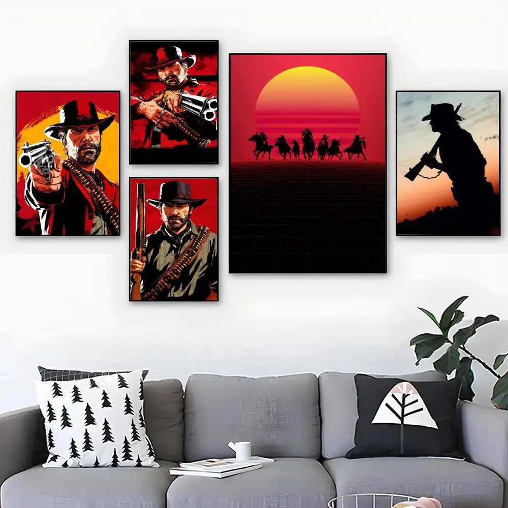 Affiches imprimées Game R-red Dead R-redemption, art mural en aquarelle, affiches de décoration de chambre, papier auto-adhésif imperméable