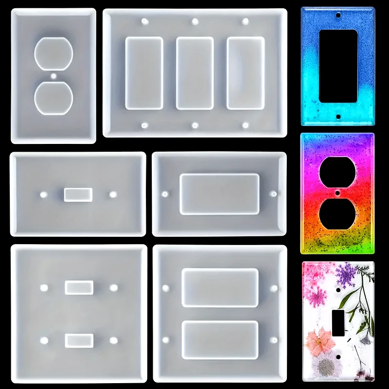 6-Pack Silicone Resin Casting Molds for Light Switch and Outlet Covers DIY Epoxy Molds Decorative Wall Plate Crafting