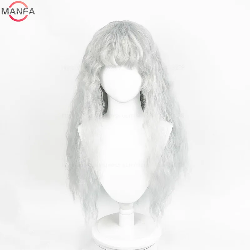 Griffith Cosplay Pruik Licht Grijs Krullend Golvend Lang Hittebestendig Synthetisch Haar Pruiken + Pruik Cap