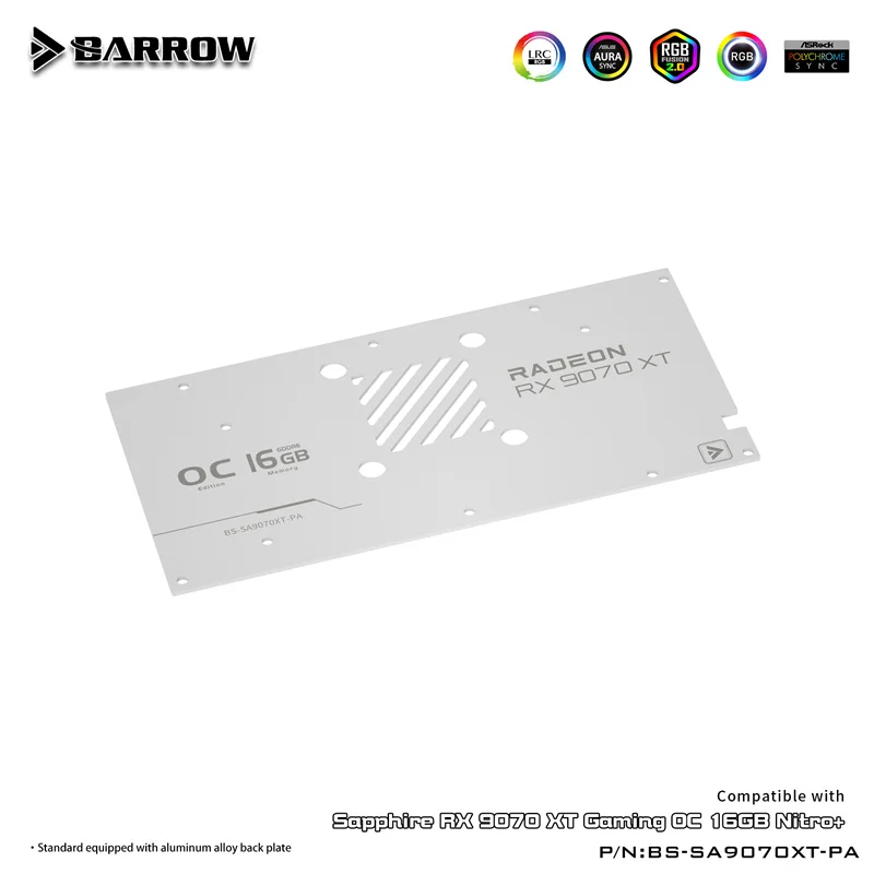

Barrow GPU Water Block for SAPPHIRE Radeon RX 9070 XT Graphics Card Nickel Plated Copper Liquid Cooler ARGB BS-SA9070XT-PA