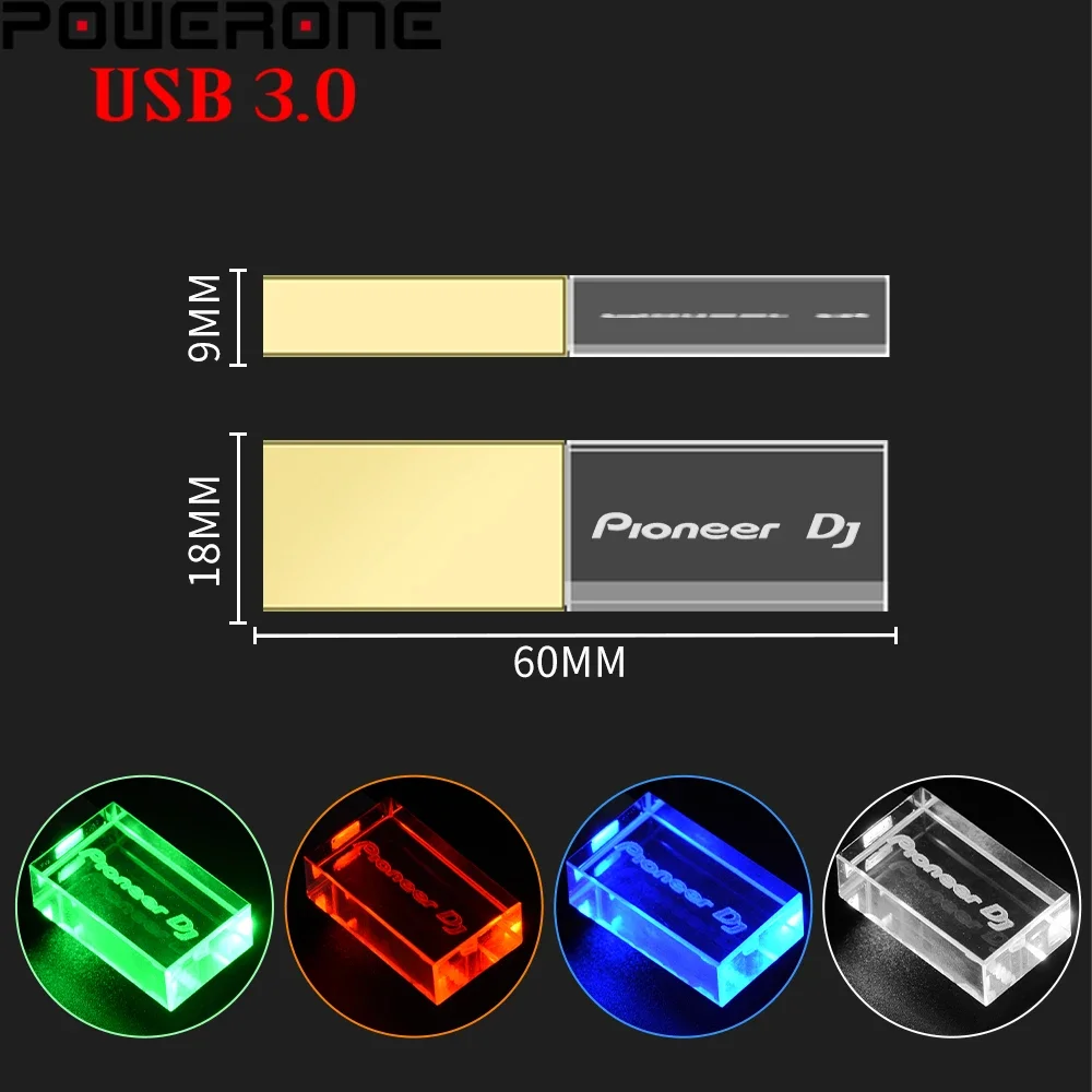 Pioneer DJ USB 3.0 Flash Drive 128GB Colorful LED Crystal Pen