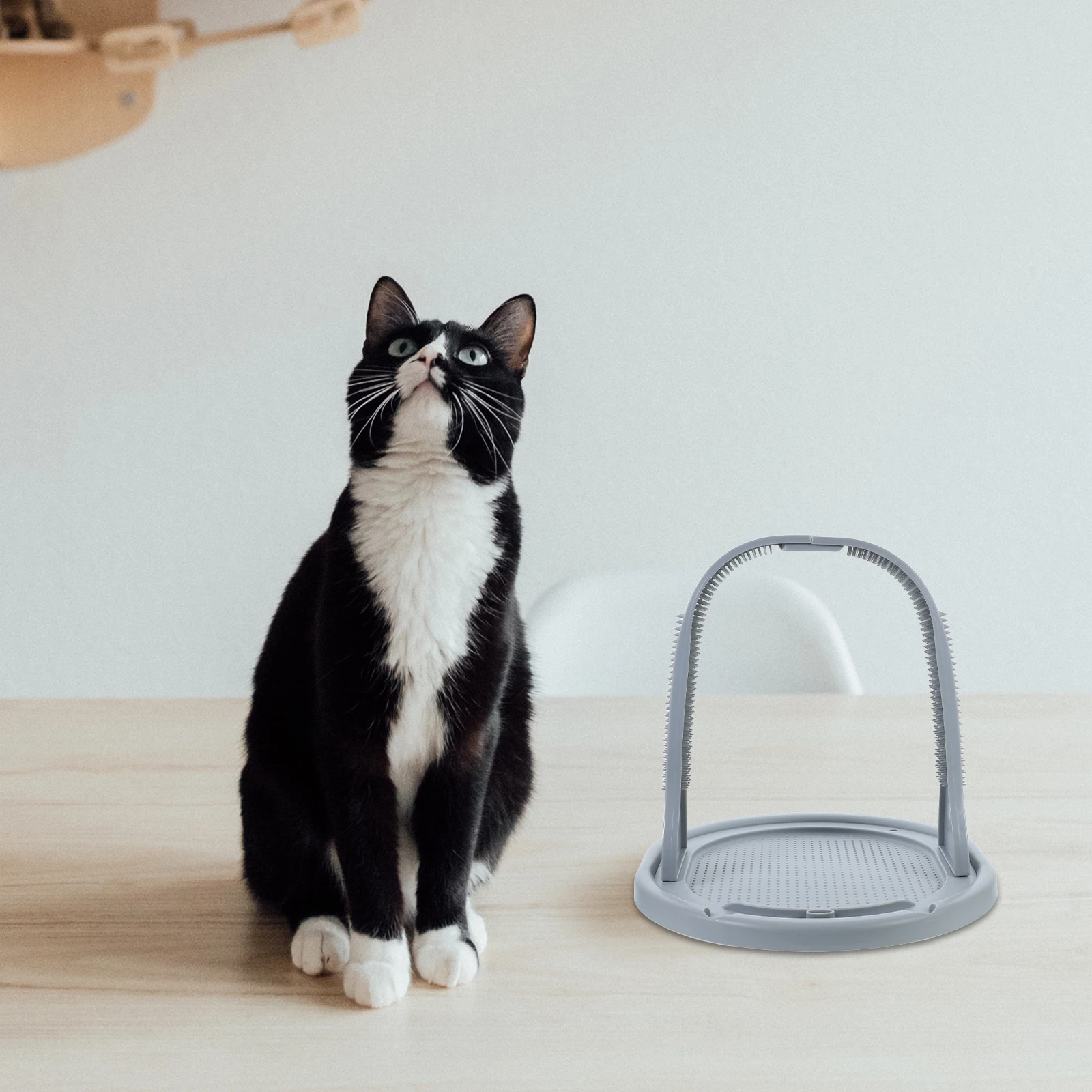

Arch Shaped Cat Self Grooming Massager Gray Scratch Resistant Resting Board Massage for Pet Cat Kitten Pet Hair Self Massager