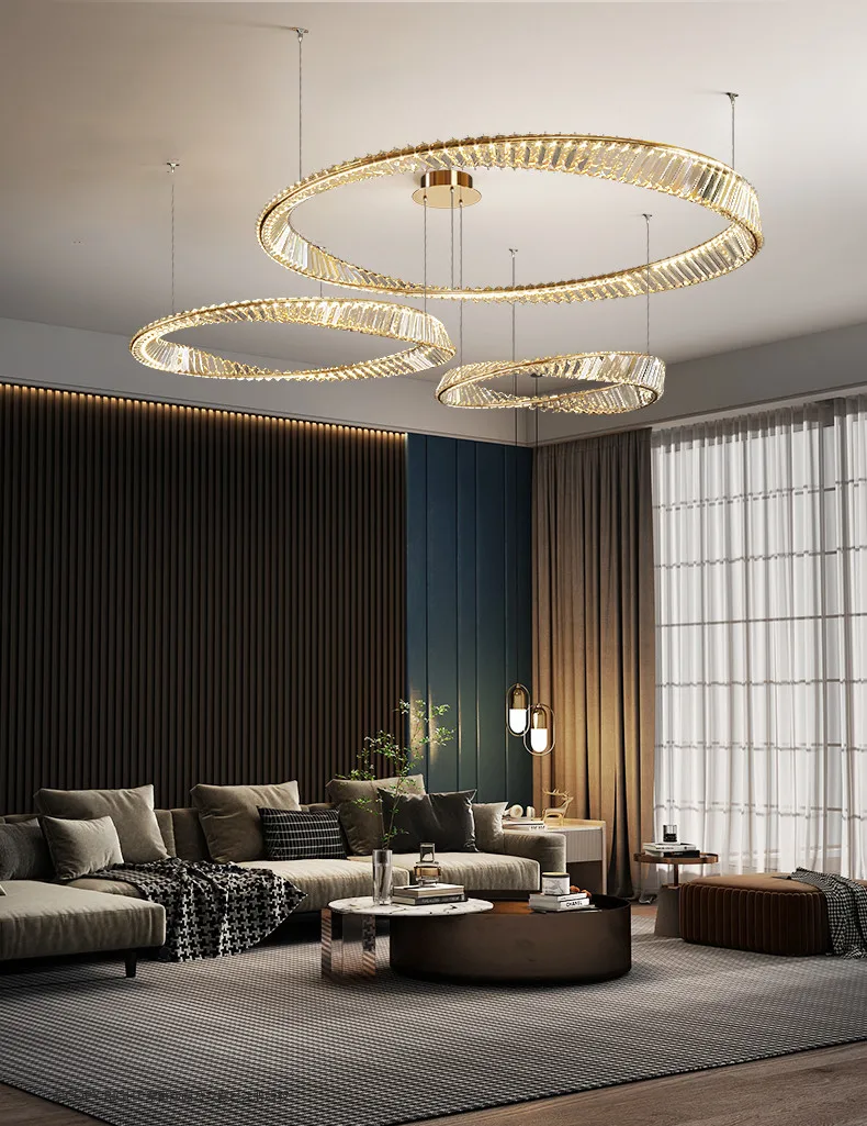 Living Room LED K9 Dimmable Pendant Lights Gold Irregular