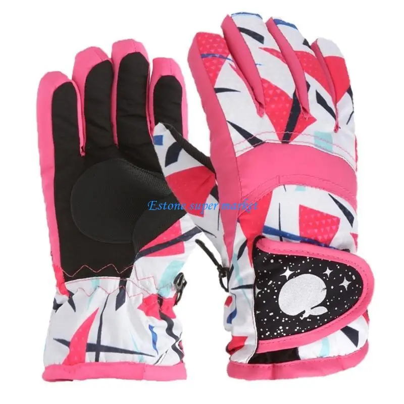 090B Children Kids Winter Warm Gloves Boys Girls Ski Long-sleeved Mitten Windproof