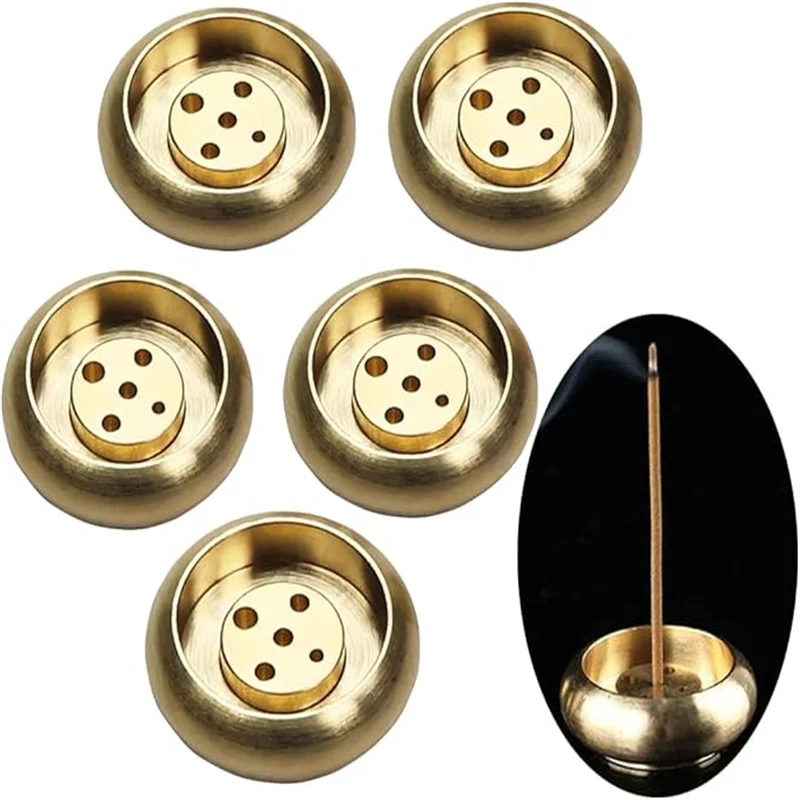 Decorative Incense Burner Mini Incense Holders Brass Heat-resistant Bases with Multiple Holes for Sandalwood Incense Burning