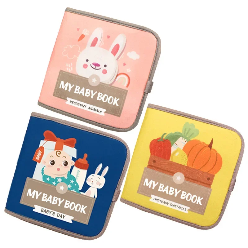 Montessori Busy Book Baby Early Education Puzzle Toy Animal Cognitive Fabric Repeated Paste Quiet Activity Book with Life Skills