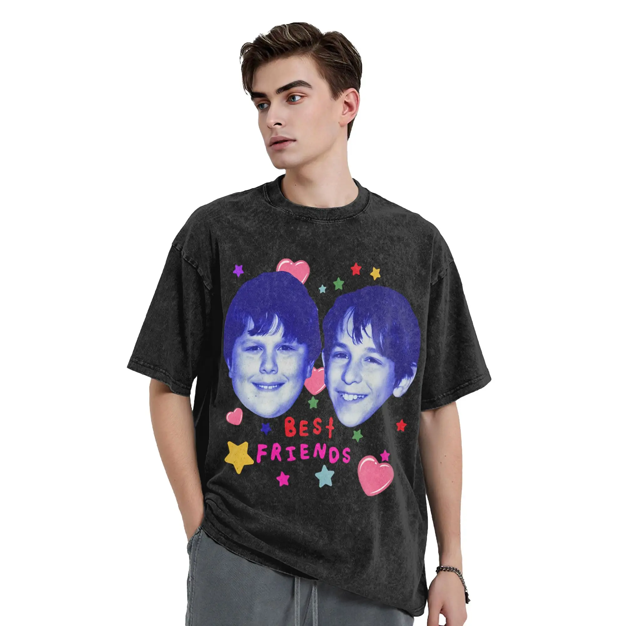 Best Friends Greg And Rowley Wimpy Kid Washed T-Shirt Mens  Cotton T Shirts Summer Crewneck Hip Hop Tees Loose Oversized Tops