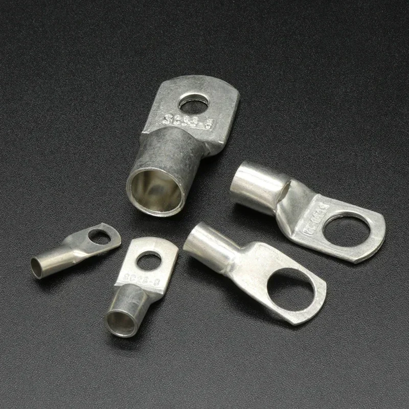 5Pcs SC Type Wire Nose Terminal SC35 SC50 SC70 SC95 Bare Copper Battery Block Lugs Hole ID 6 8 10 12mm Crimp Wire Connectors