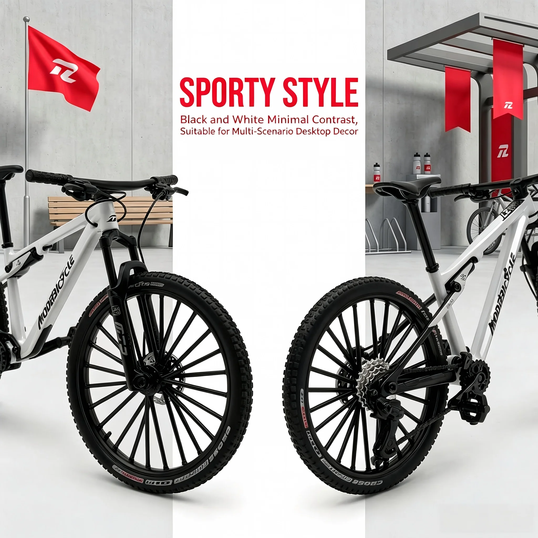 Die‑cast Alloy MTB Model Realistic Full Suspension Bicycle Ornament Rubber Tire Desktop Collectible Decor Gift Toy