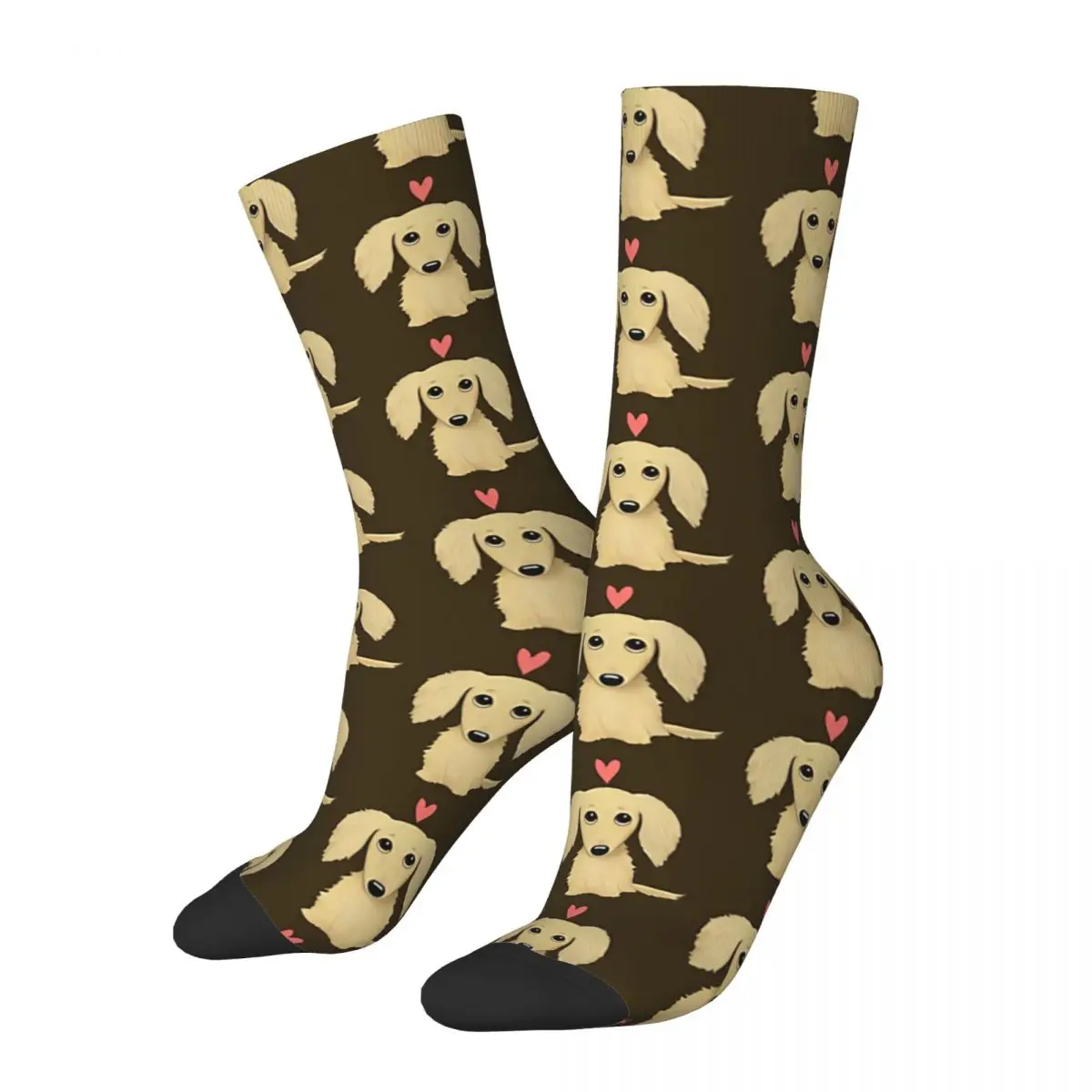 Brown Love Dog Dachshund Socks Sports 3D Print Boy Girls Mid-calf Sock