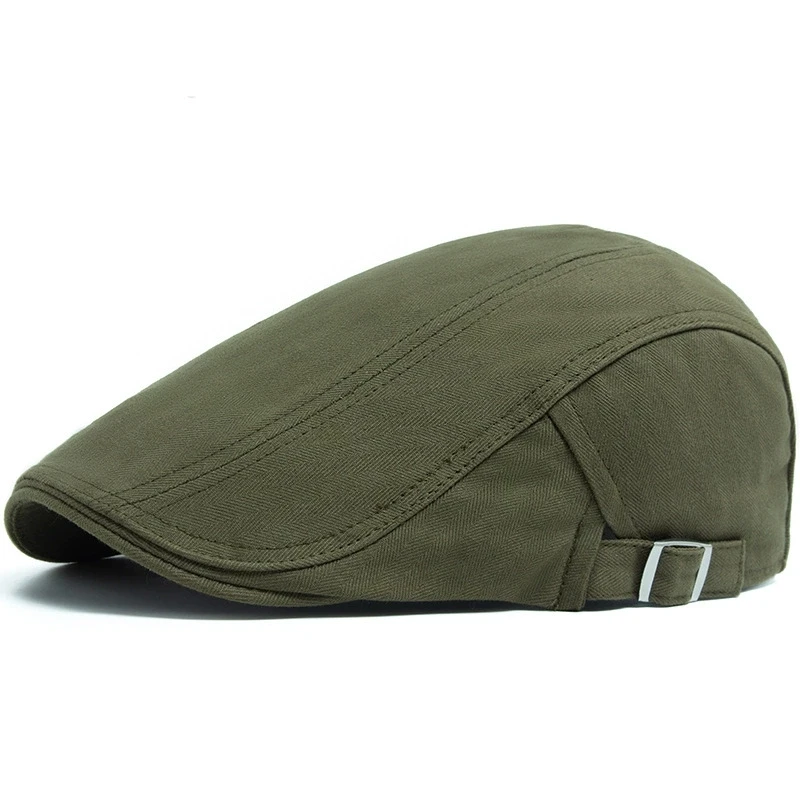 Four Seasons Twill Beret Solid Color British Retro Workwear Duckbill Cap Front and Back Plain Forward Hat