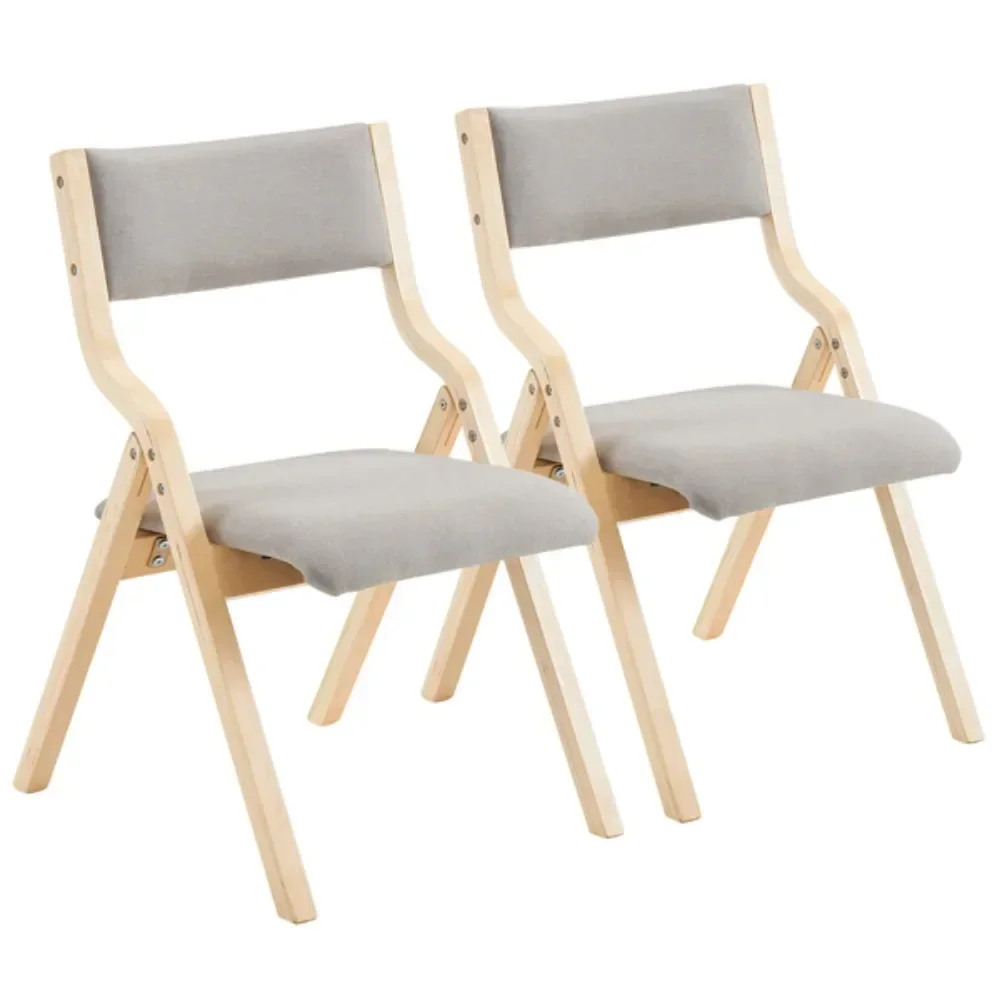 2pcs solid wood folding backrest square beige cushion original wood color exhibition chair 57*48*78cm multi-layer board