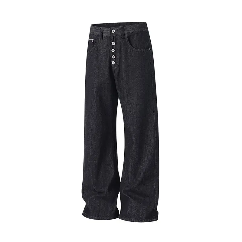Korean Spring Summer Fashion Retro Men's Jeans High Street Loose Flared Pants Straight Leg Casual Stretch Denim Pants Versatile